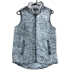 Thread & Supply Womens Vest Charcoal Fleece Sherpa Sleeveless Full Zip XS